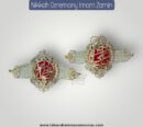 Imamzamin Ya Ali AS , Ya Fatima SA With White Pearls Stones & Red Background