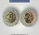 Imamzamin Gajreela Style Name Allah With Pajetan AS & White Pearls Stones & Black Background