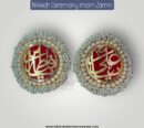 Imamzamin Gajreela Style Ya Ali AS , Ya Fatima SA With White Pearls Stones & Red Background