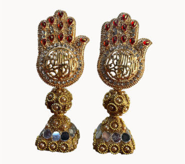 Beautiful Table Stand Alam Ya Hussain AS & Ya Abbas AS Panja 2Pcs Pair