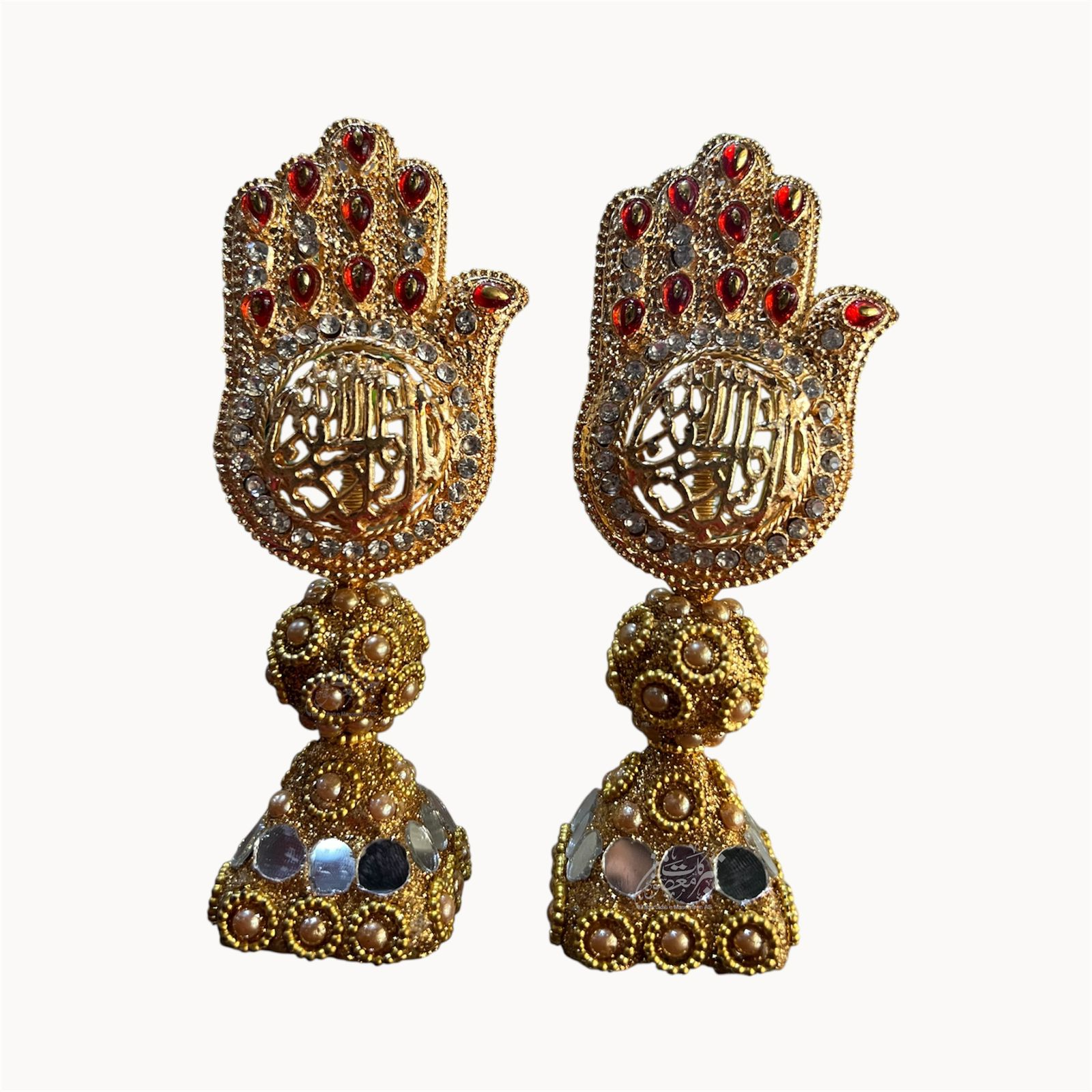 Beautiful Table Stand Alam Ya Hussain AS & Ya Abbas AS Panja 2Pcs Pair